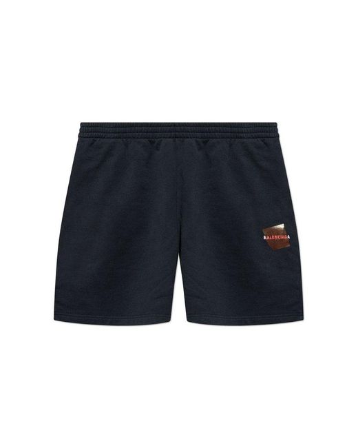 Balenciaga Logo Shorts in Blue for Men | Lyst