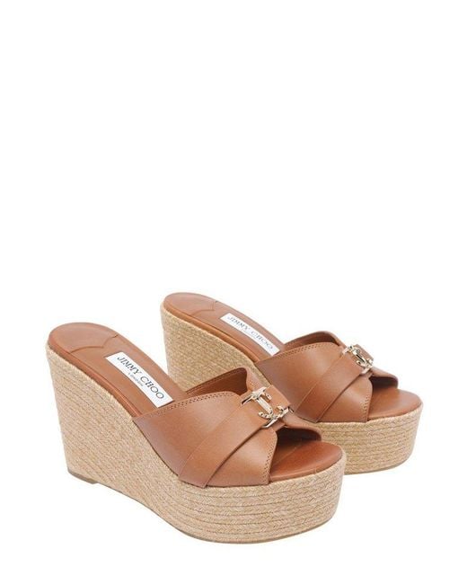 Jimmy Choo Brown Leda Wedges Sandals