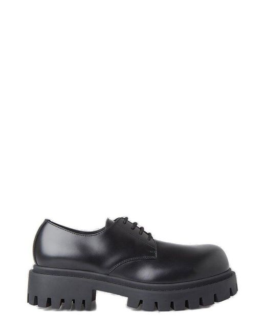 Balenciaga Leather Sergeant Derby Shoes in Black (Grey) for Men | Lyst ...