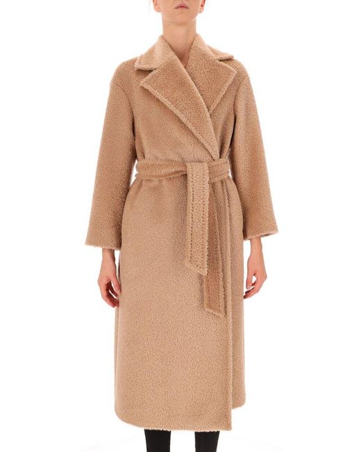 Max Mara Studio Belted Waist Oversized Coat in Natural Lyst UK