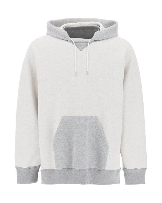Sacai White Hooded Sweatshirt With Reverse for men