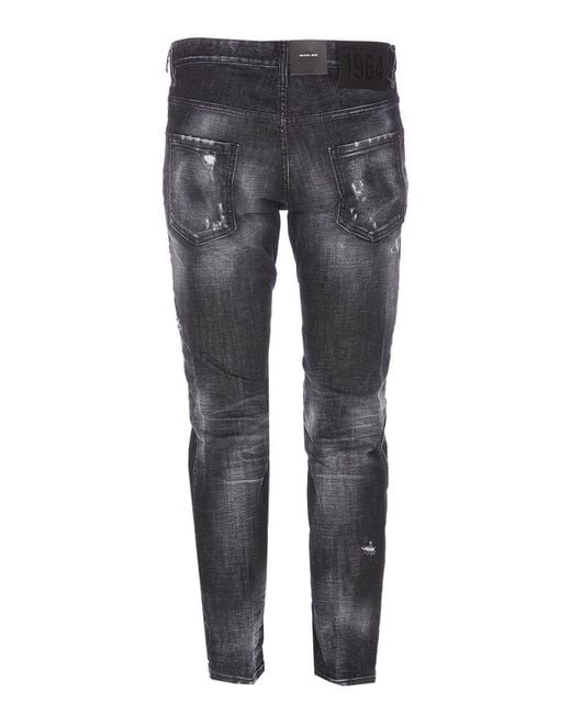 DSquared² Gray Logo Patch Skinny Jeans for men