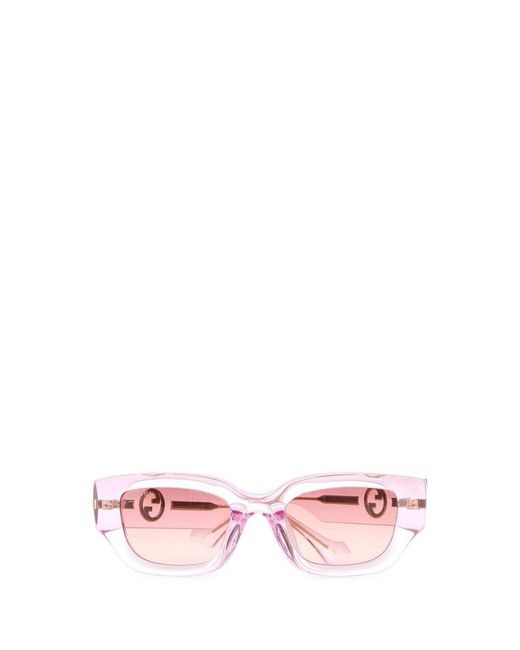 Gucci Pink Eyewear Rectangular Frame Sunglasses
