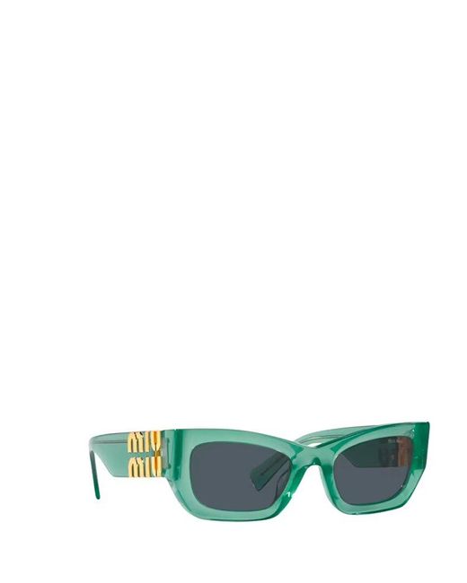 Miu Miu Green Rectangular Frame Sunglasses