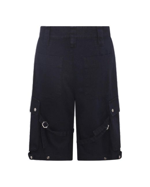 Isabel Marant Blue Black Cotton Cargo Shorts for men