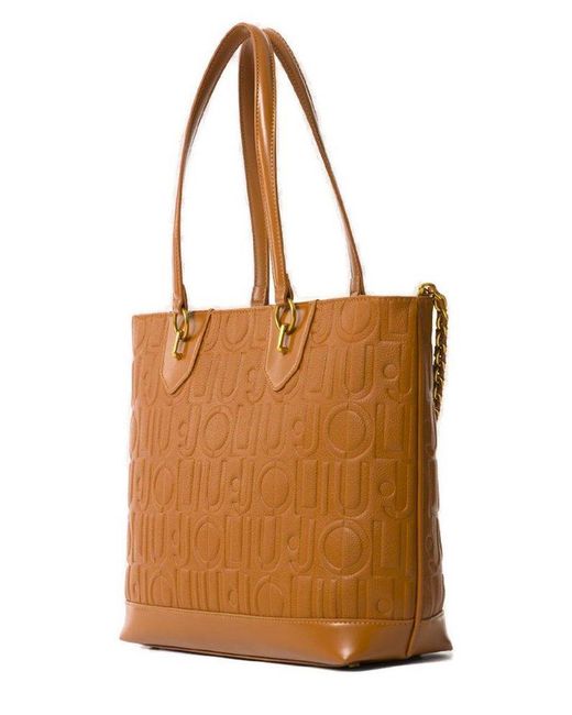 Liu Jo Brown Logo And Chain Shopping Bag