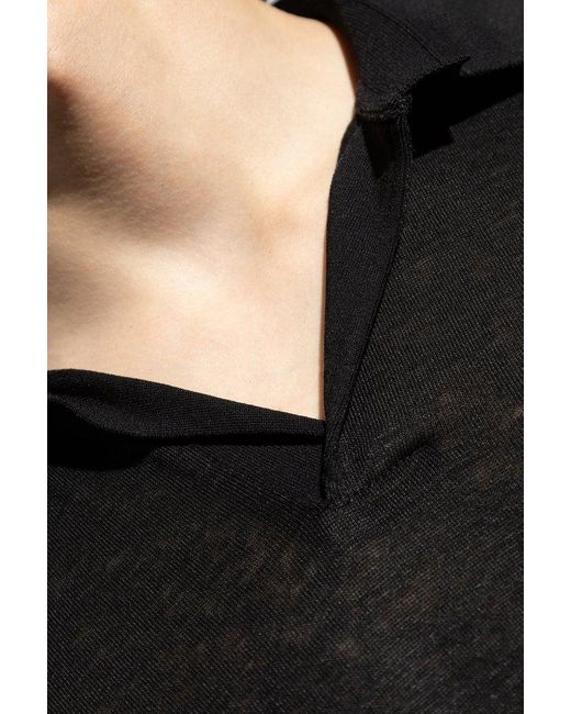 Giorgio Armani Black Linen Polo, for men