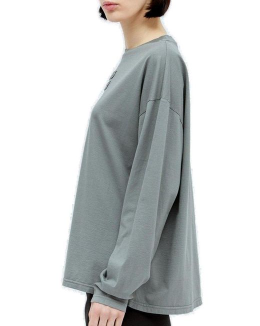 Miu Miu Gray Long-sleeved Crewneck T-shirt