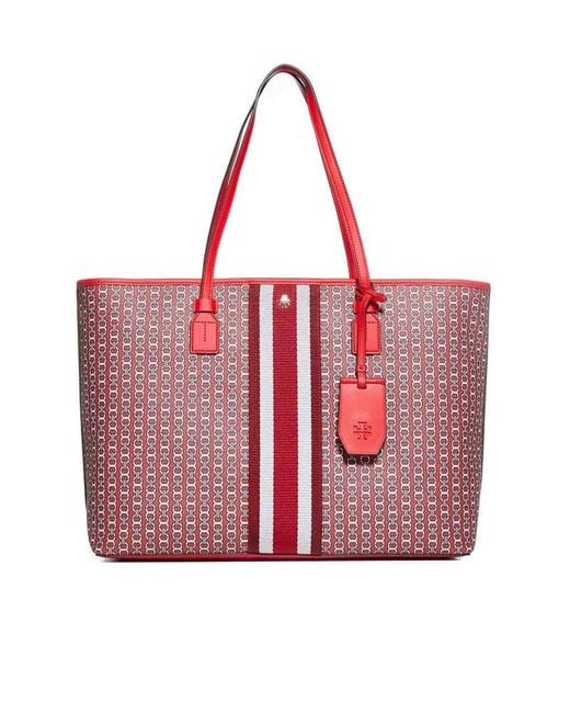 Tory Burch Red Gemini Link Top-zip Tote Bag