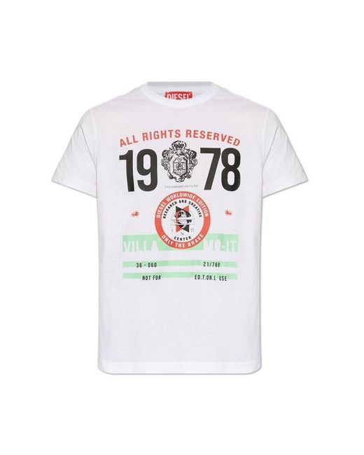 DIESEL Gray 't-diegor-k73' T-shirt With Print, for men