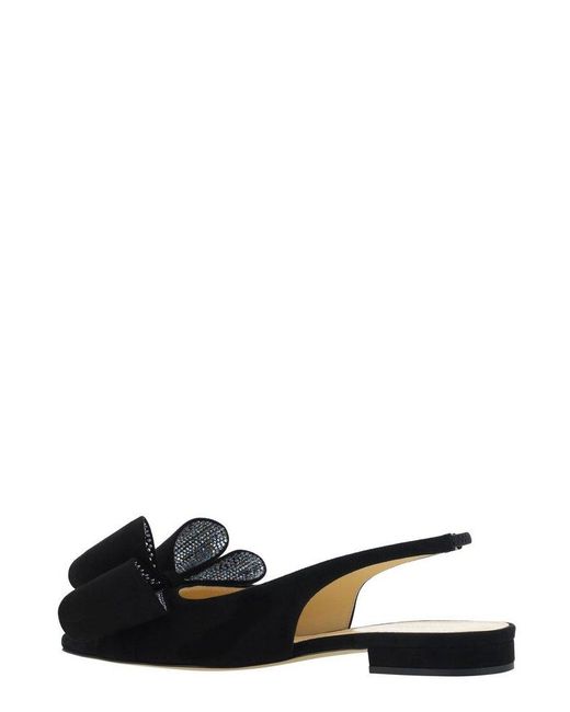 Mach & Mach Black Bow Detailed Slingback Ballerinas