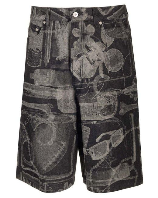Off-White c/o Virgil Abloh Gray Xray Jacquard-print Denim Shorts for men