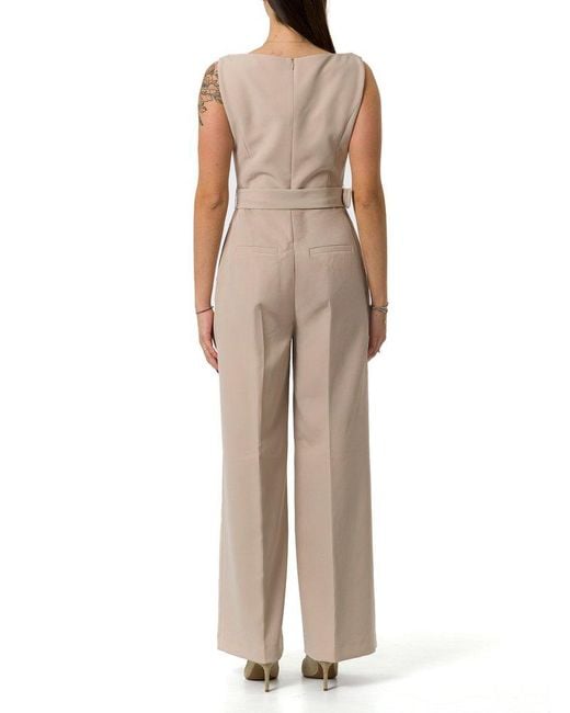 Liu Jo Natural Double-Breasted Sleeveless Jumpsuit