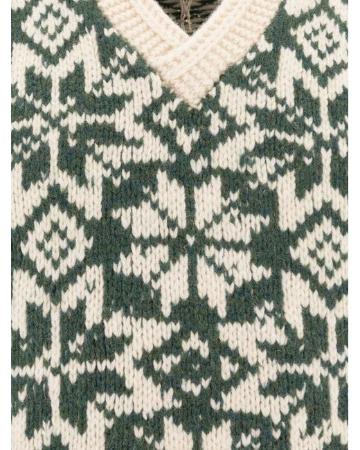 Beams Plus Green Patterned Knit Vest for men