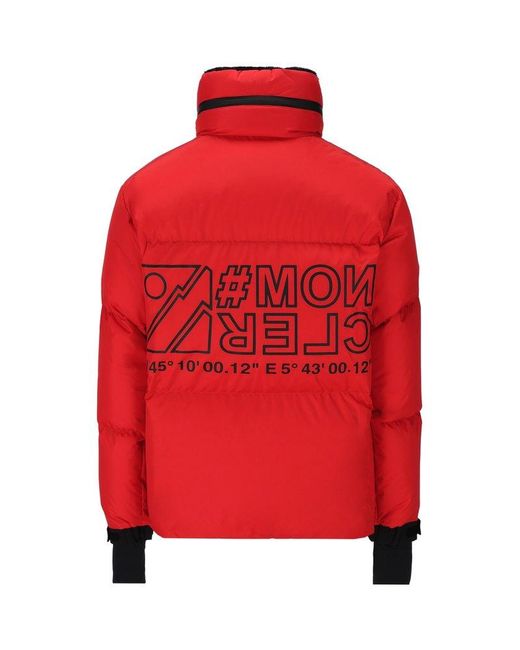 3 MONCLER GRENOBLE Red Logo Printed Padded Jacket for men