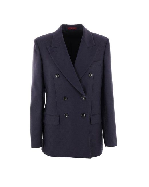 Gucci Blue Double-Breasted Gg Jacket
