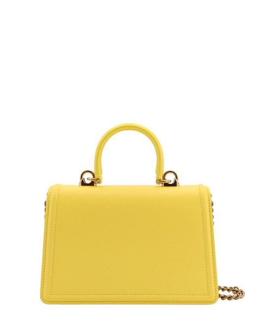 Dolce & Gabbana Yellow Devotion Embellished Small Tote Bag