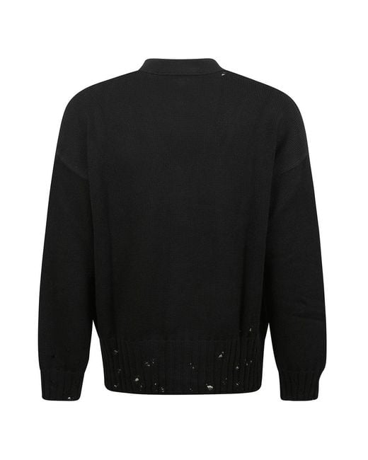 Marni Black Logo Embroidered V-Neck Knitted Cardigan for men