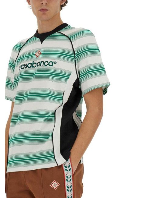 Casablancabrand Green Gradient Stripe Panelled T-shirt for men