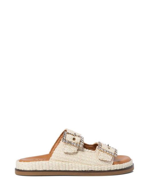 Alibi White Greta Buckle Sandals
