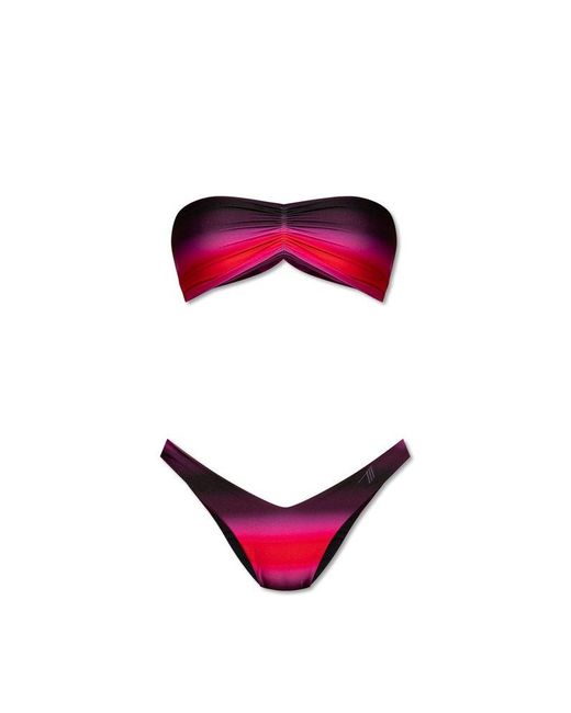 The Attico Red Gradient-effect Bikini Set
