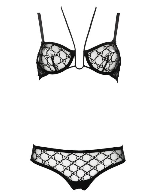 Gucci GG Tulle Lingerie Set in Black - Lyst