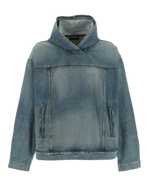 Balenciaga Blue Denim Hoodie for men