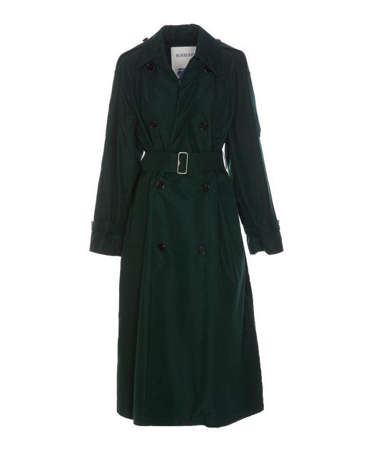 Burberry Green Double Breasted Belted Trench Coat