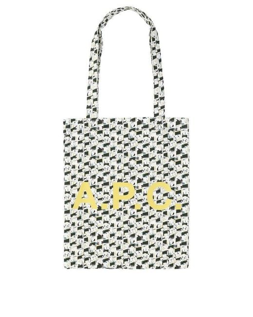 A.P.C. White "Lou" Tote Bag for men