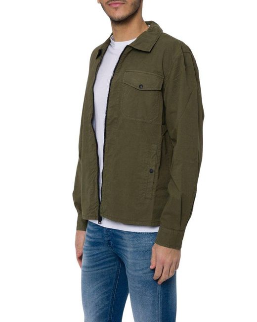 Woolrich Green Zip-up Long-sleeved Overshirt for men