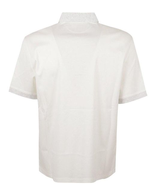 Brunello Cucinelli White Short-sleeved Polo Shirt for men
