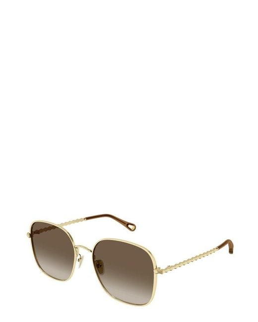 Chloé Metallic Square Frame Sunglasses