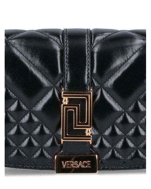 Versace Black Greca Goddess Mini Quilted Shoulder Bag