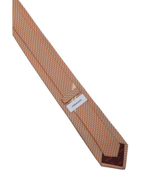 Ferragamo Brown Sun Print Pointed-tip Tie for men