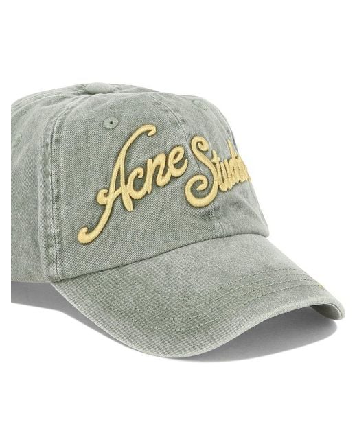 Acne Gray Baseball Cap With Logo for men