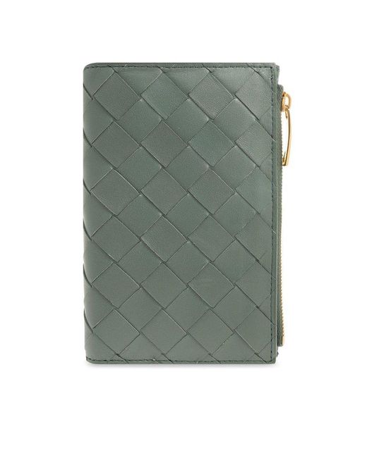 Bottega Veneta Green Leather Wallet,