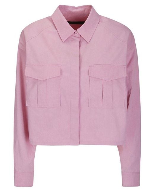 Juun.J Pink Cropped Military Pocket Overshirt