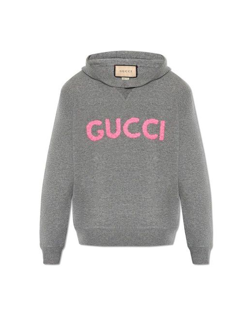 Gucci Gray GG Wool Hoodie for men