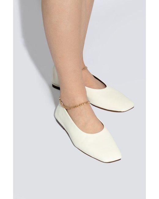 MARIA LUCA White Chain Accent Ballet Flats