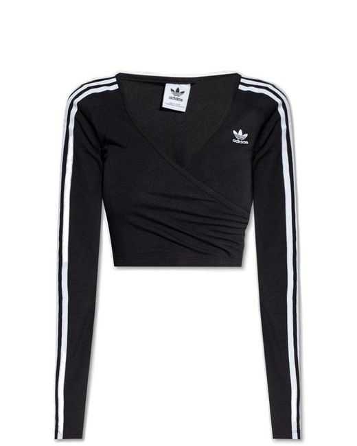 Adidas Originals Black Crop Top With Long Sleeves