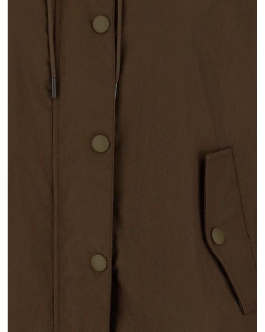 Aspesi Brown Hooded Drawstring Coat