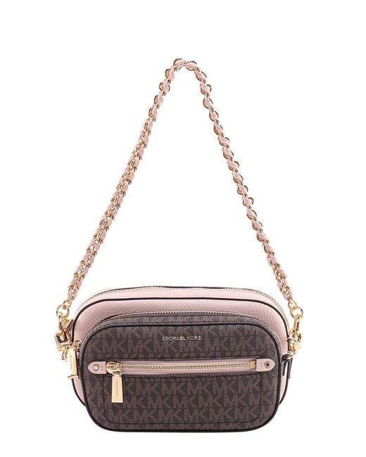 Jet Set Small Pebbled Leather Double Zip Camera Bag - Pink