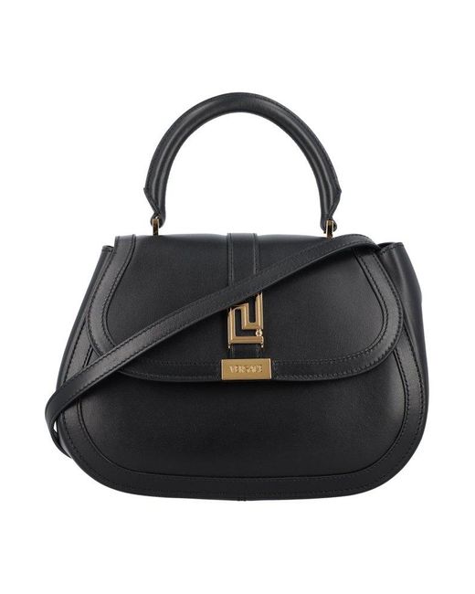 Versace Black Greca Goddess Top Handle Bag