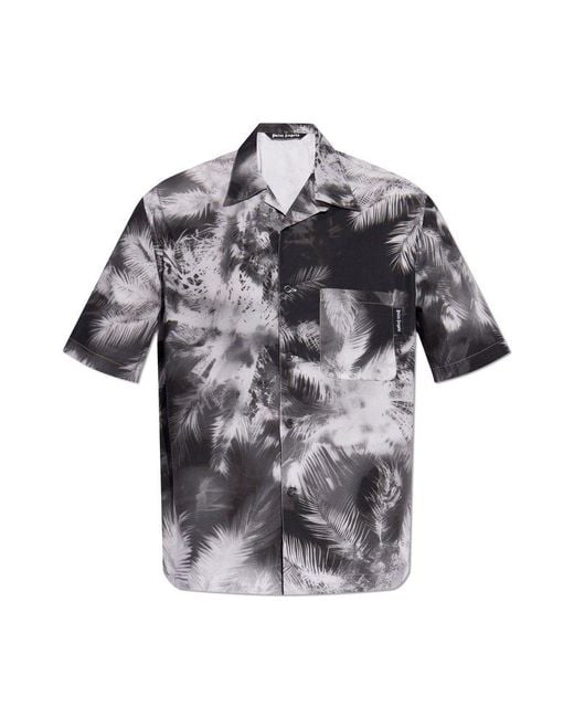 Palm Angels Gray Short Sleeve Shirt for men