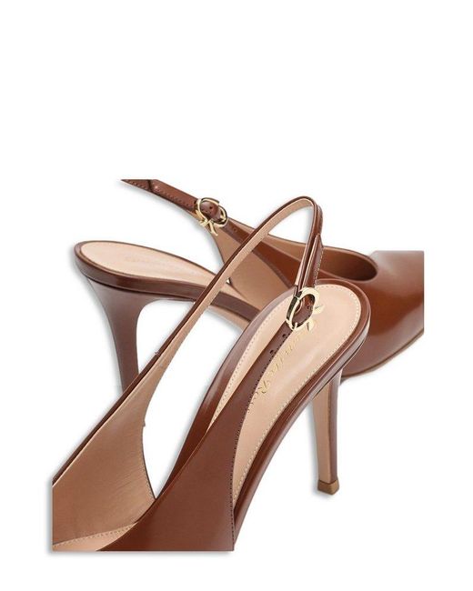Gianvito Rossi Brown Robbie Kitten Heel Slingback Pumps