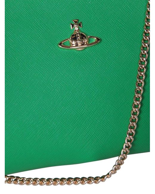 Vivienne Westwood Green Orb Plaque Chain-linked Tote Bag