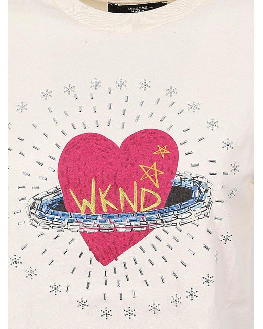 Weekend by Maxmara Pink Graphic Printed Crewneck T-shirt