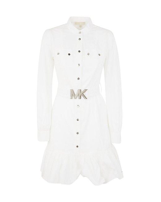 Michael Kors White Ctn Utility Mini Dress
