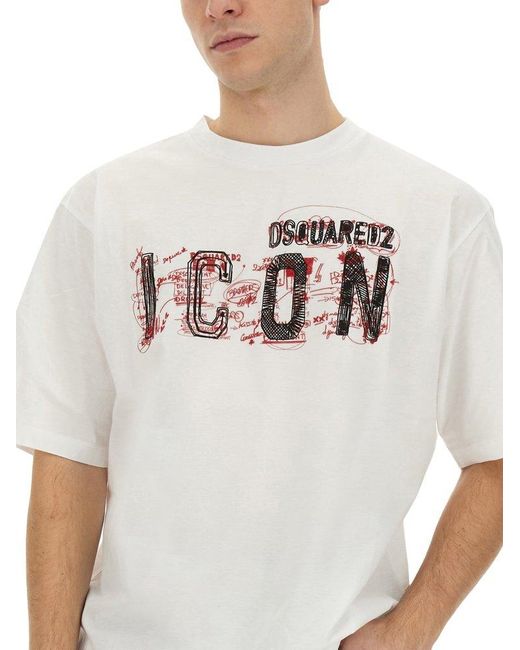 DSquared² White T-Shirt With Print for men