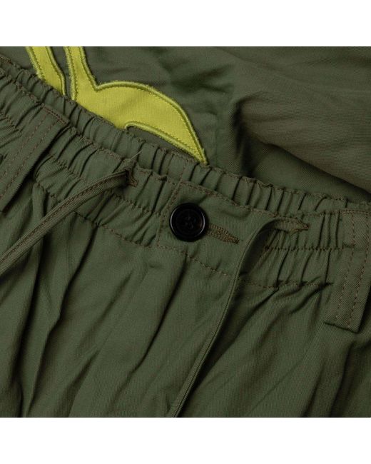 Marni Green X No Vacancy Inn Embroidered Patch Gabardine Pants for men